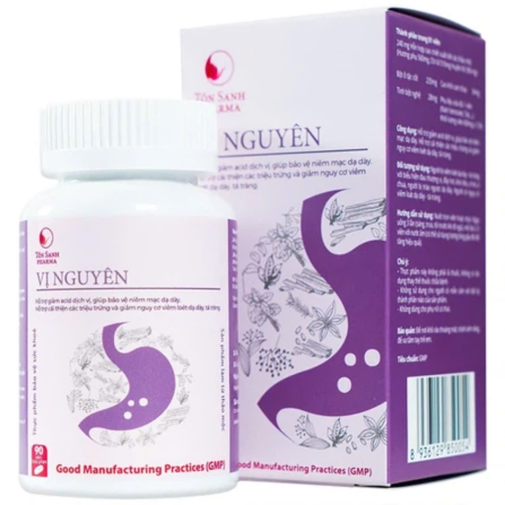Viên uống VỊ NGUYÊN hỗ trợ giảm viêm loét dạ dày (Hộp 90 viên)