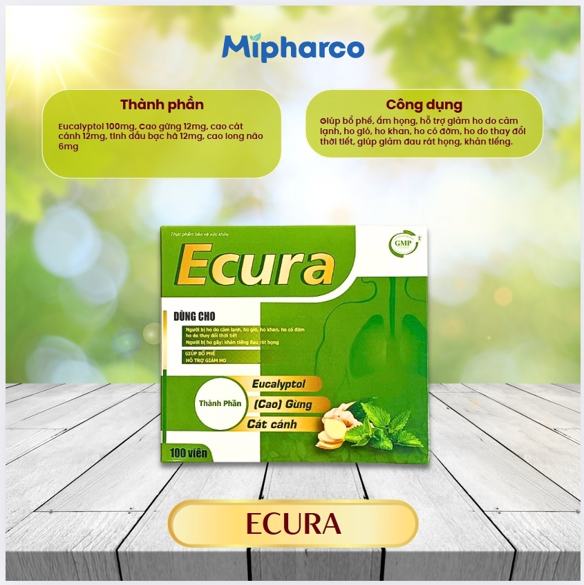 Viên uống thảo dược giảm ho Ecura