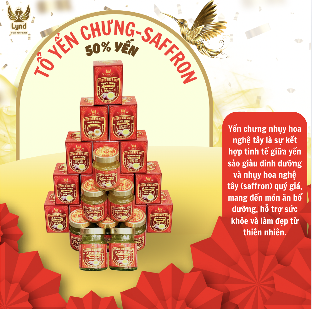 TỔ YẾN CHƯNG SAFFON-NHUỴ HOA NGHỆ TÂY 50% YẾN 70g