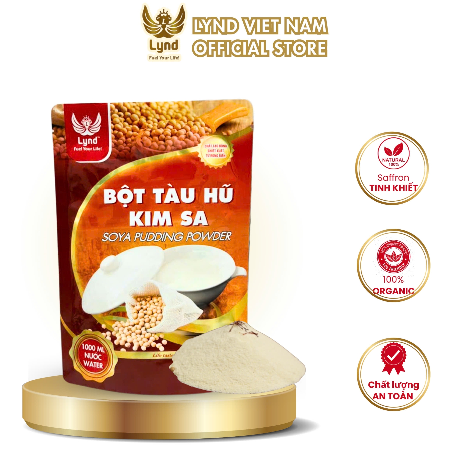 Bột tàu hũ kim sa LYND chiết suất đầu nành nguyên chất tiện lợi, nhanh chóng (SOYA PUDDING POWDER) 170g