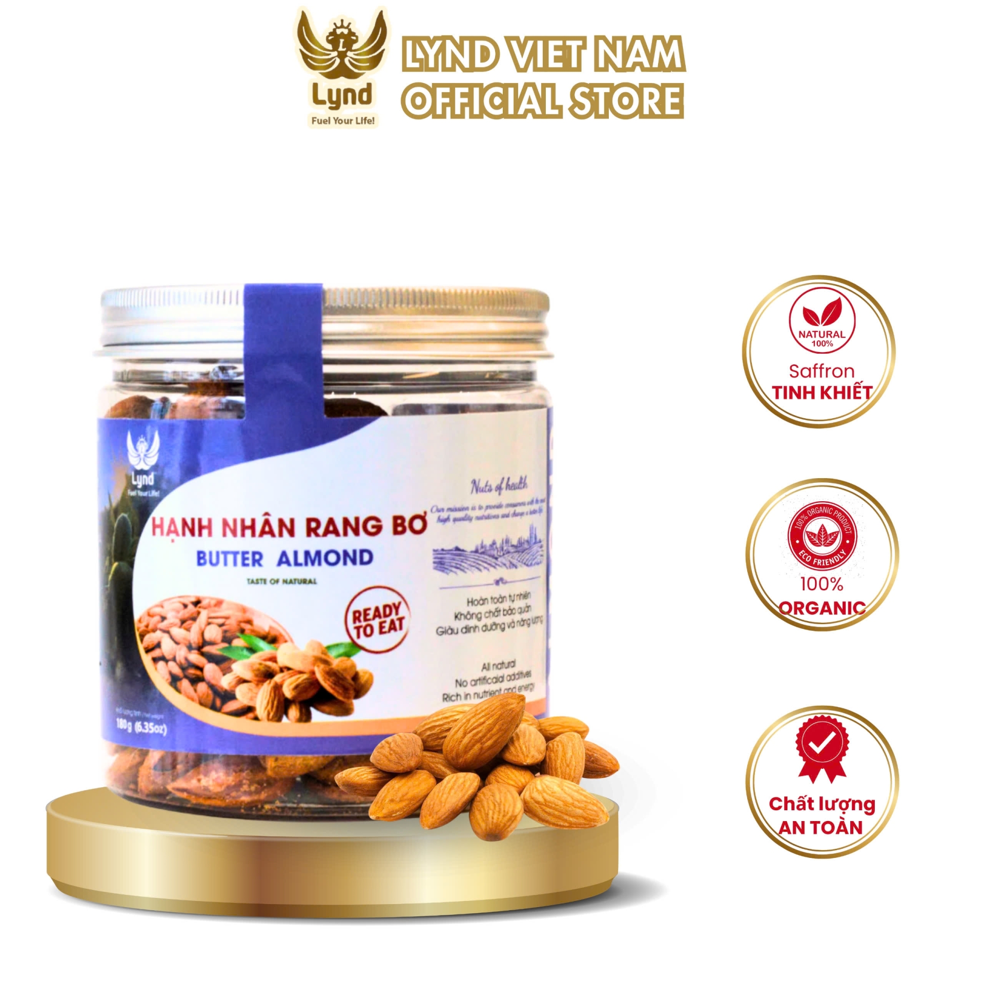 Hạt hạnh nhân rang bơ LYND ( BUTTER ALMOND ) 180g