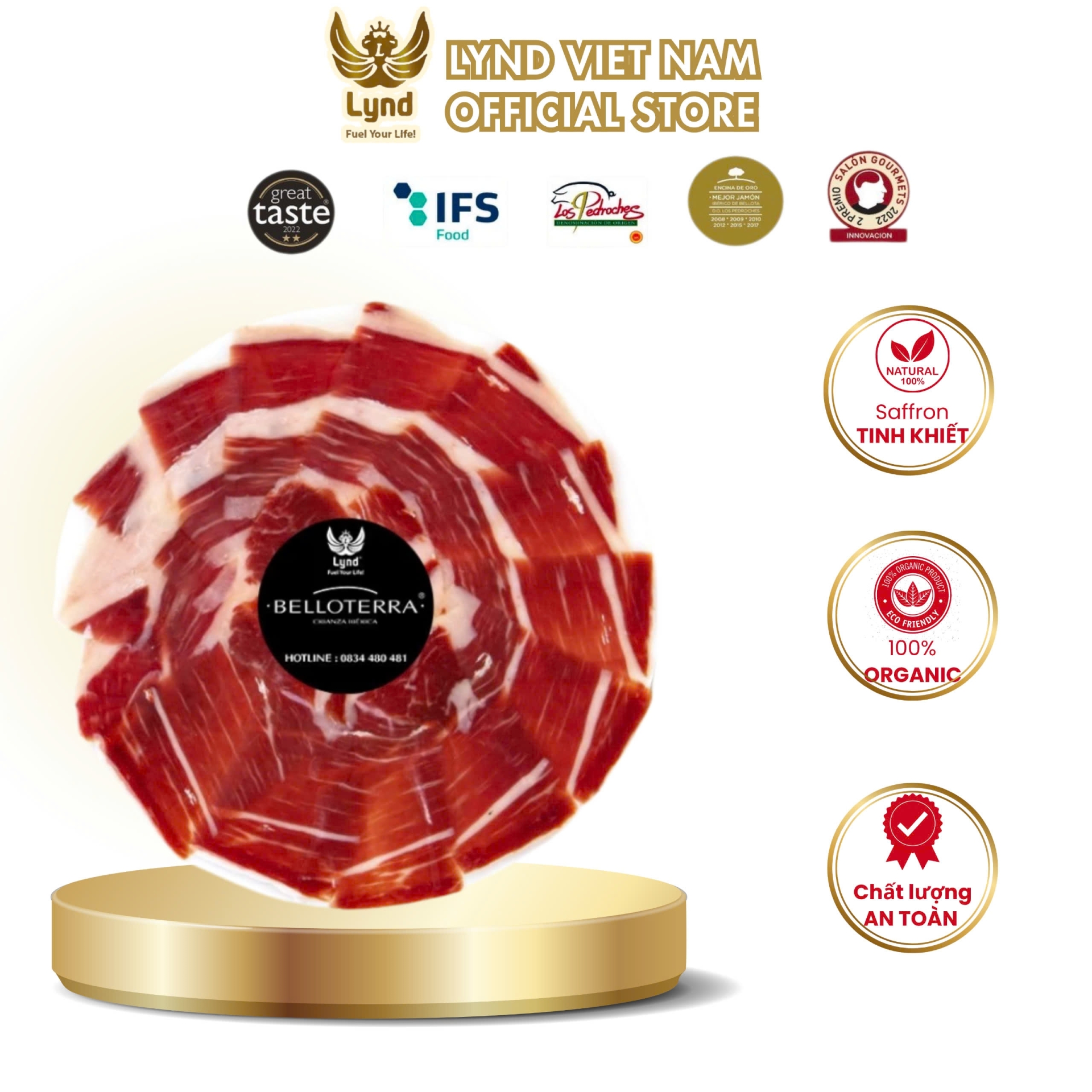 Thịt heo muối-Cắt lát Iberico BELLOTERRA Tây Ban Nha (SLICED ACORN FED IBERICO HAM) 80g