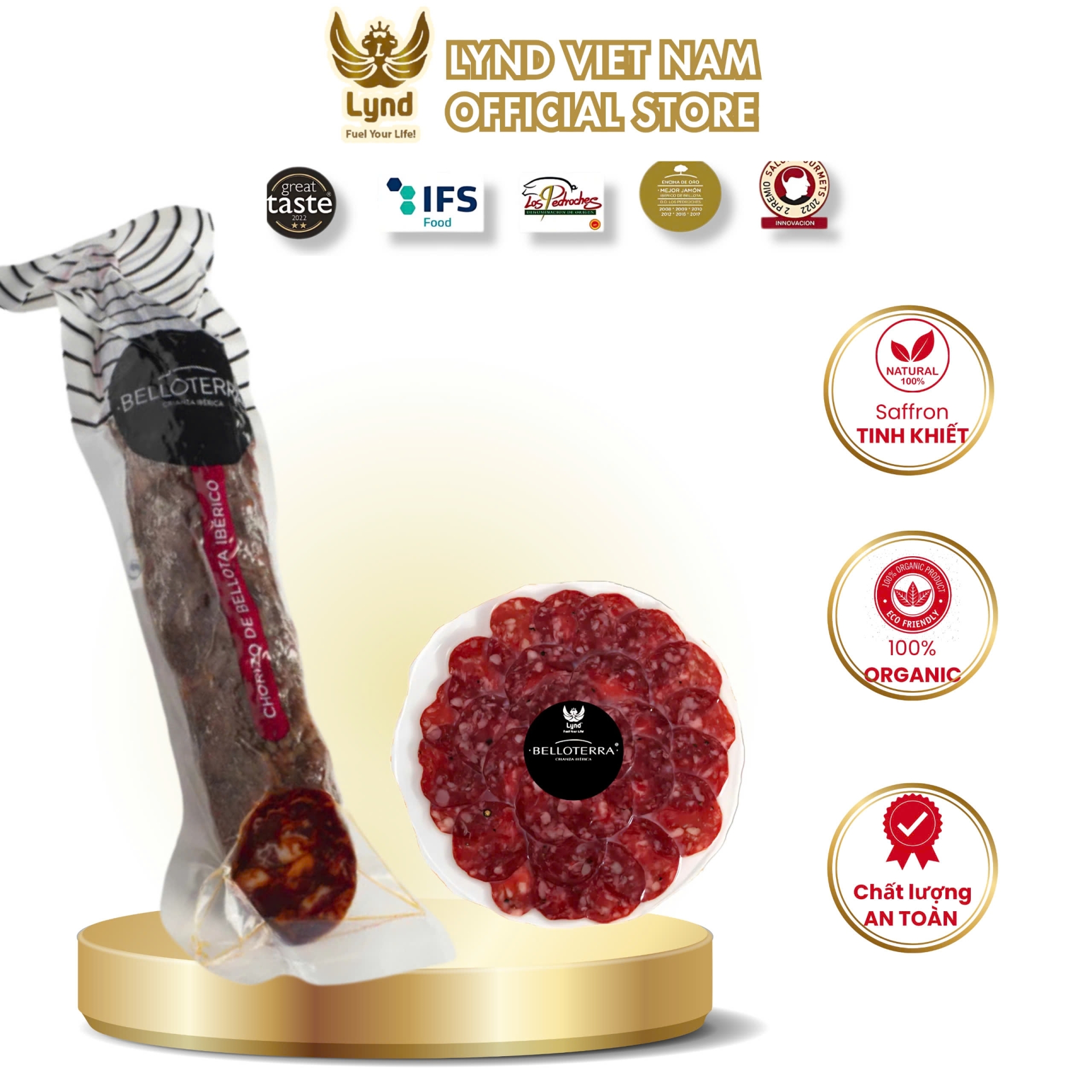 xúc xích heo chorizo Iberico BELLOTERRA Tây Ban Nha (Chorizo De Bellotera Iberico) 600g.