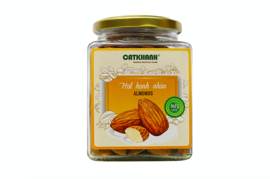 Hạt hạnh nhân hũ thuỷ tinh vuông 300g