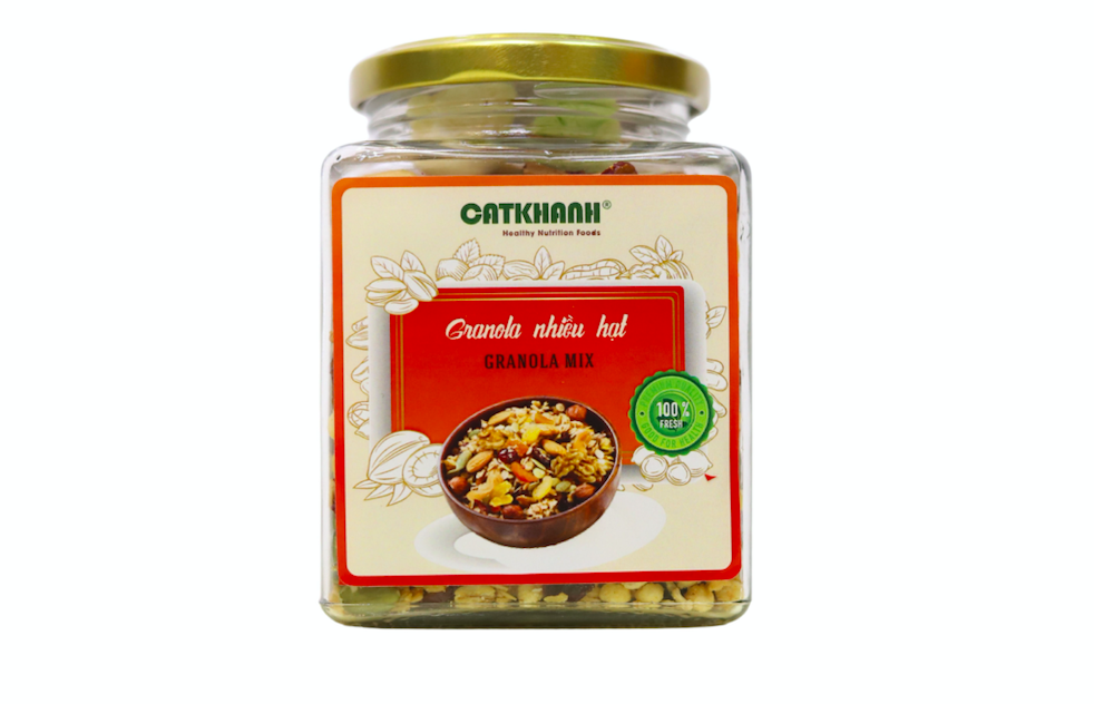 Granola mix hũ thuỷ tinh vuông 130g